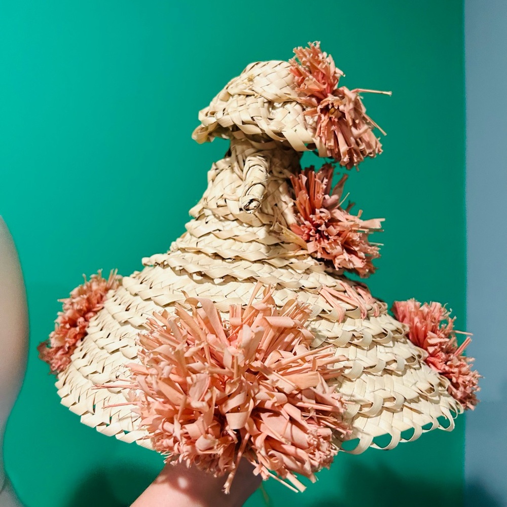 1960s Souvenir Straw Hat with Orange Accents - Picture 5 of 8